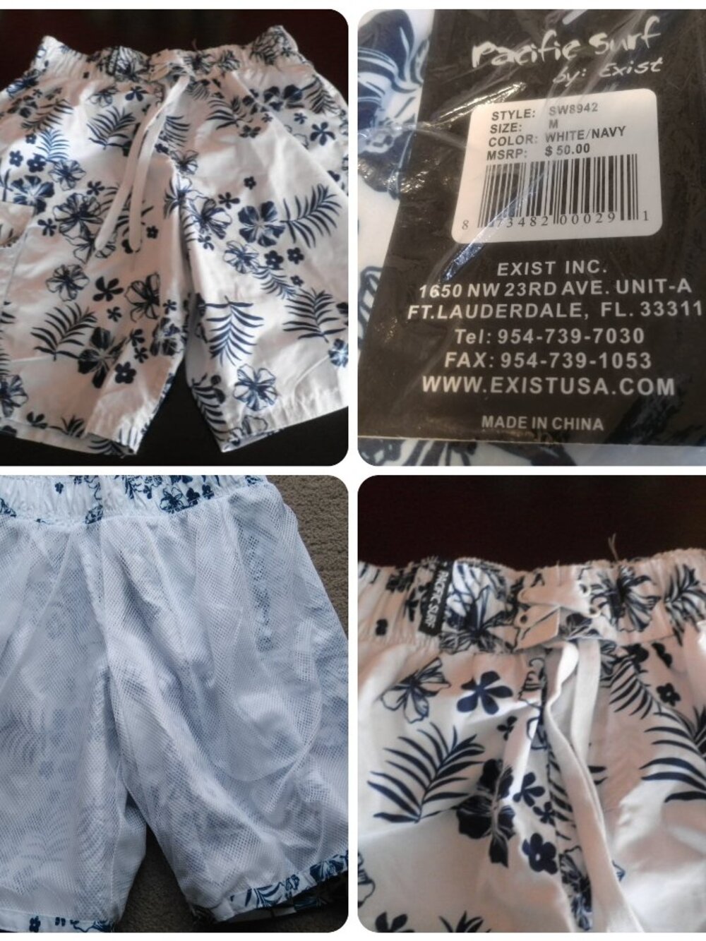 New Pacific Surf Swim Shorts, 100 % Polyester, Medium ,Never Worn